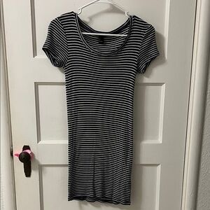Navy & White Striped Scoop Neck Dress